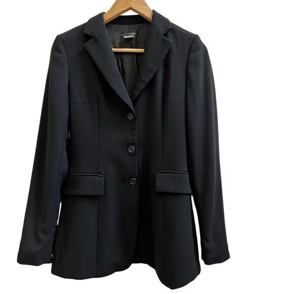 Vintage J Crew Size 4 Black Wool Shell Fully Lined Pocket Blazer Office Career - Picture 3 of 10